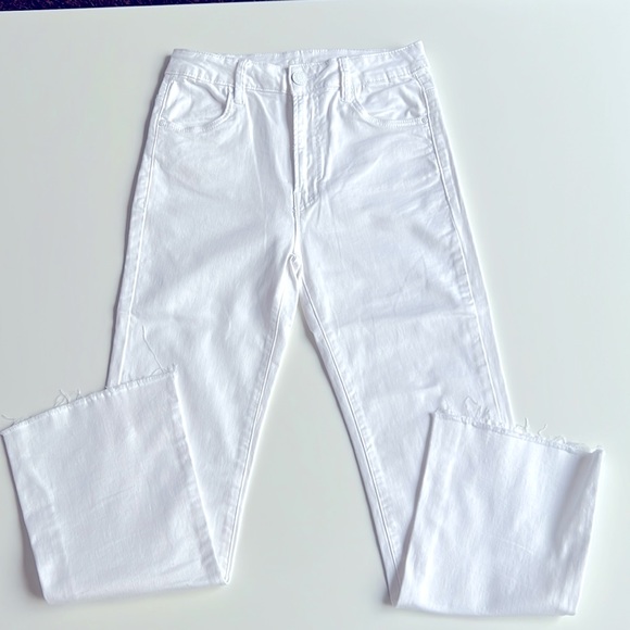 Refuge white jeans high waist, kick flare, distressed hem - Picture 2 of 10